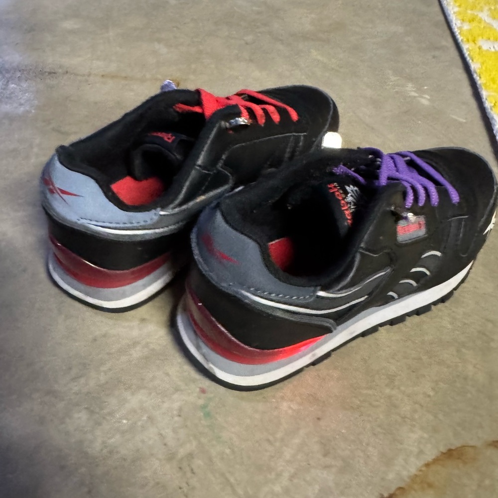 Kids Reebok Black Athletic Sneakers with Colorful Laces